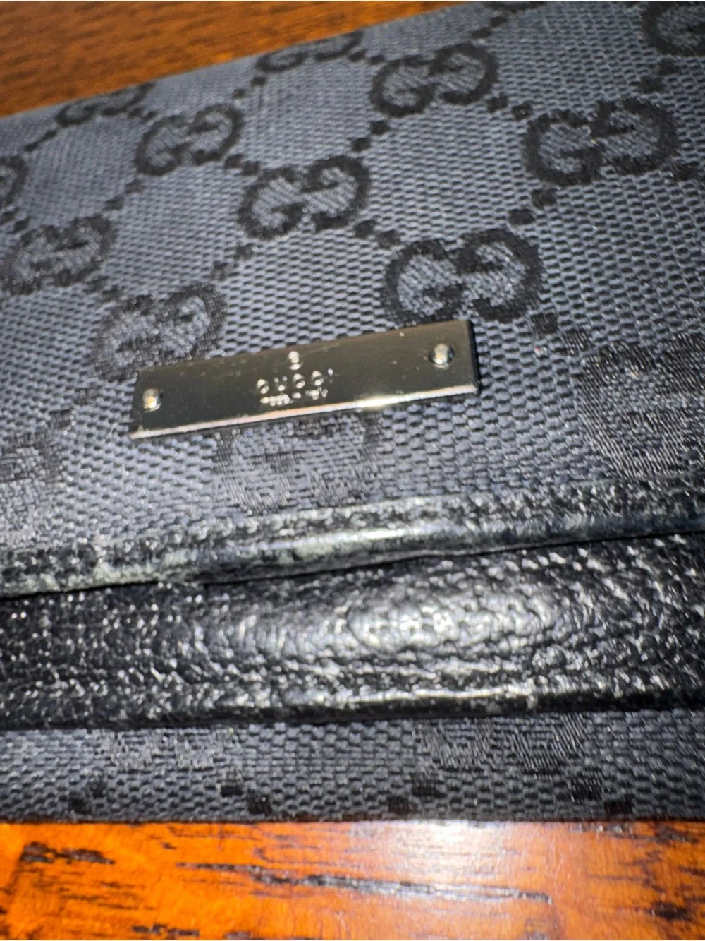 Gucci Black GG Monogram Canvas Long Wallet w/COA